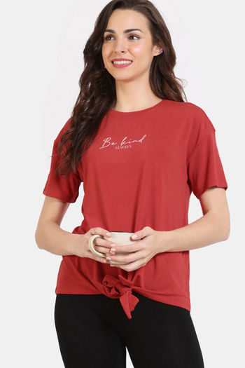 Buy Zivame Lounge Knit Poly Lounge Top - Aurora Red